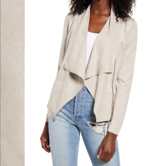 Blank NYC cropped asymmetrical zip jacket in suede like material - Picture 6 of 6